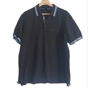 Mercedes Benz Polo Shirt Cotton Black Short Sleeve Luxury Car Logo Size XL